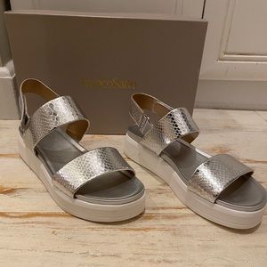 NEW Franco Sarto Silver Platform Sandals